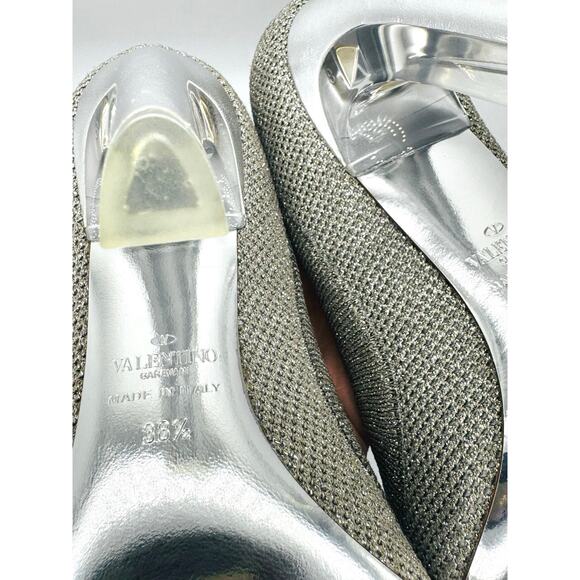 VALENTINO GARAVANI Silver Metallic stretch-knit pumps size EU 38.5 - Picture 4 of 14